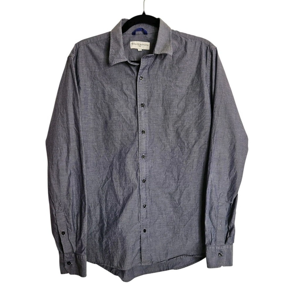 Teddy Stratford Shirt Mens Size 3 Button Hidden Zip Gray Long Sleeve Travel Tech